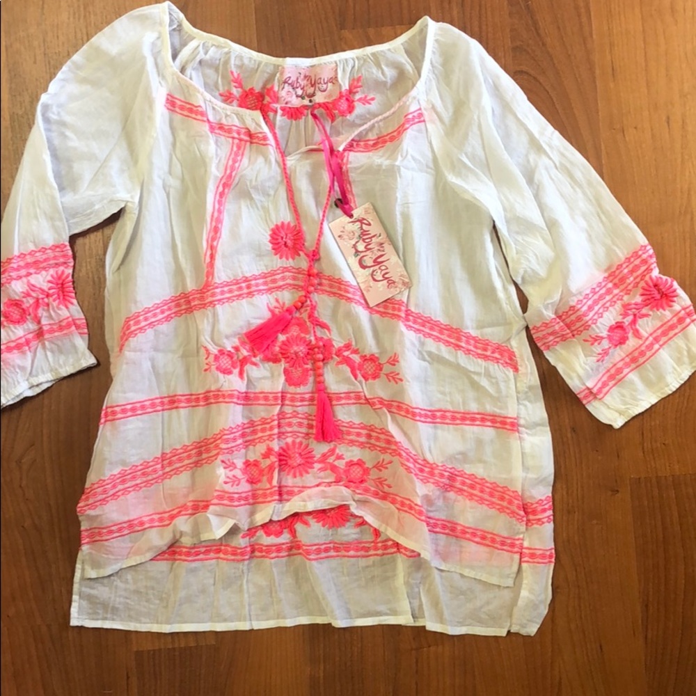 Ruby Yaya embroidered cotton top